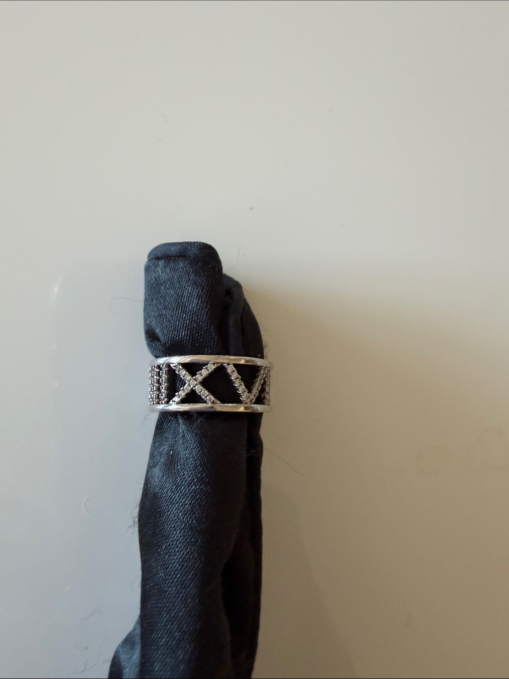 Silver Tone Cutout Roman Numeral Rhinestone Openwork